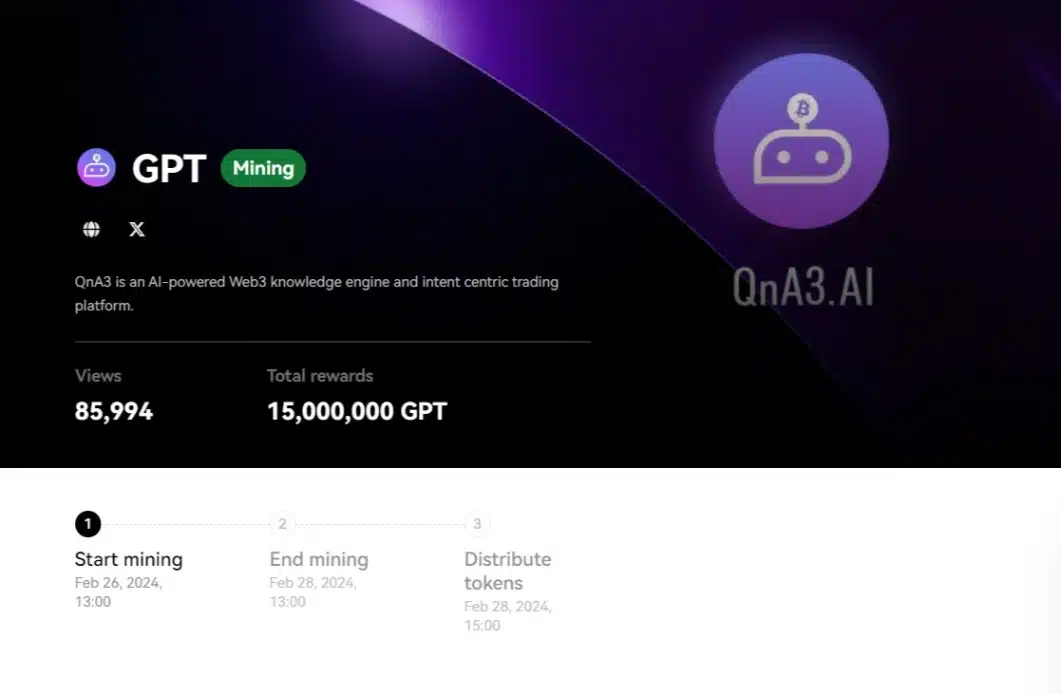 QnA3 is an AI-powered Web3 knowledge engine and intent centric trading platform.