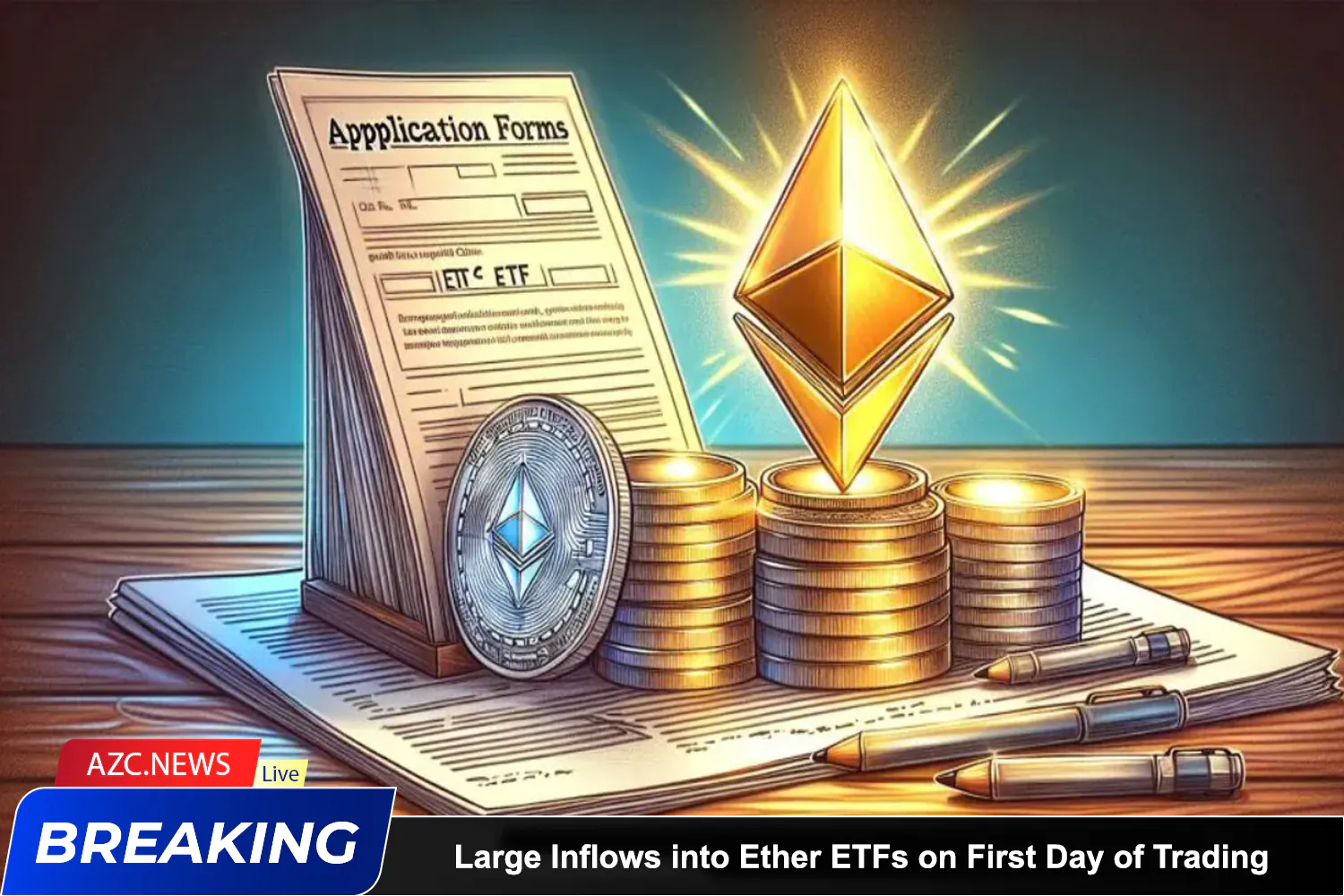 Azcnews Large Inflows Into Ether Etfs On First Day Of Trading