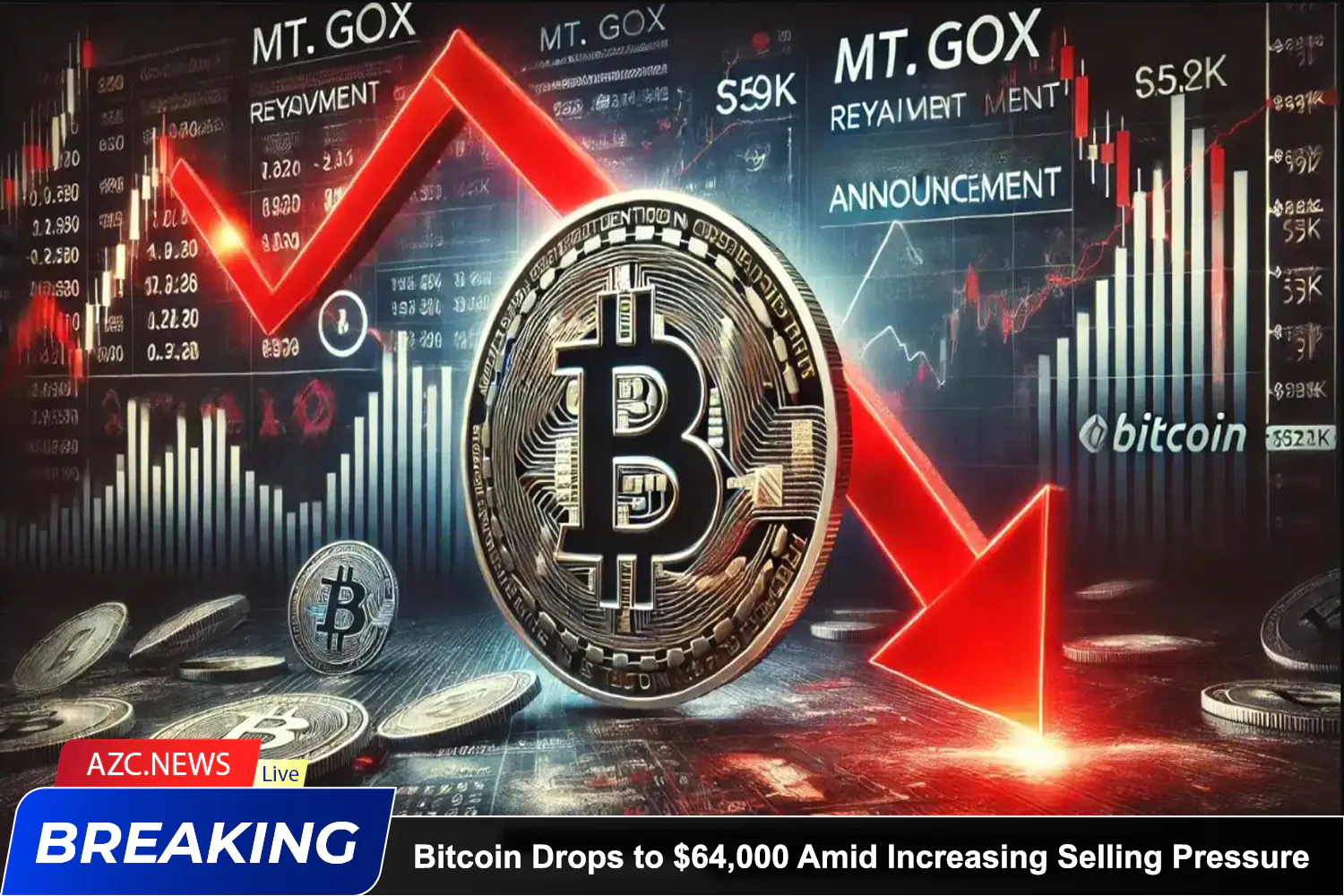 Azcnews Bitcoin Drops To $64,000 Amid Increasing Selling Pressure