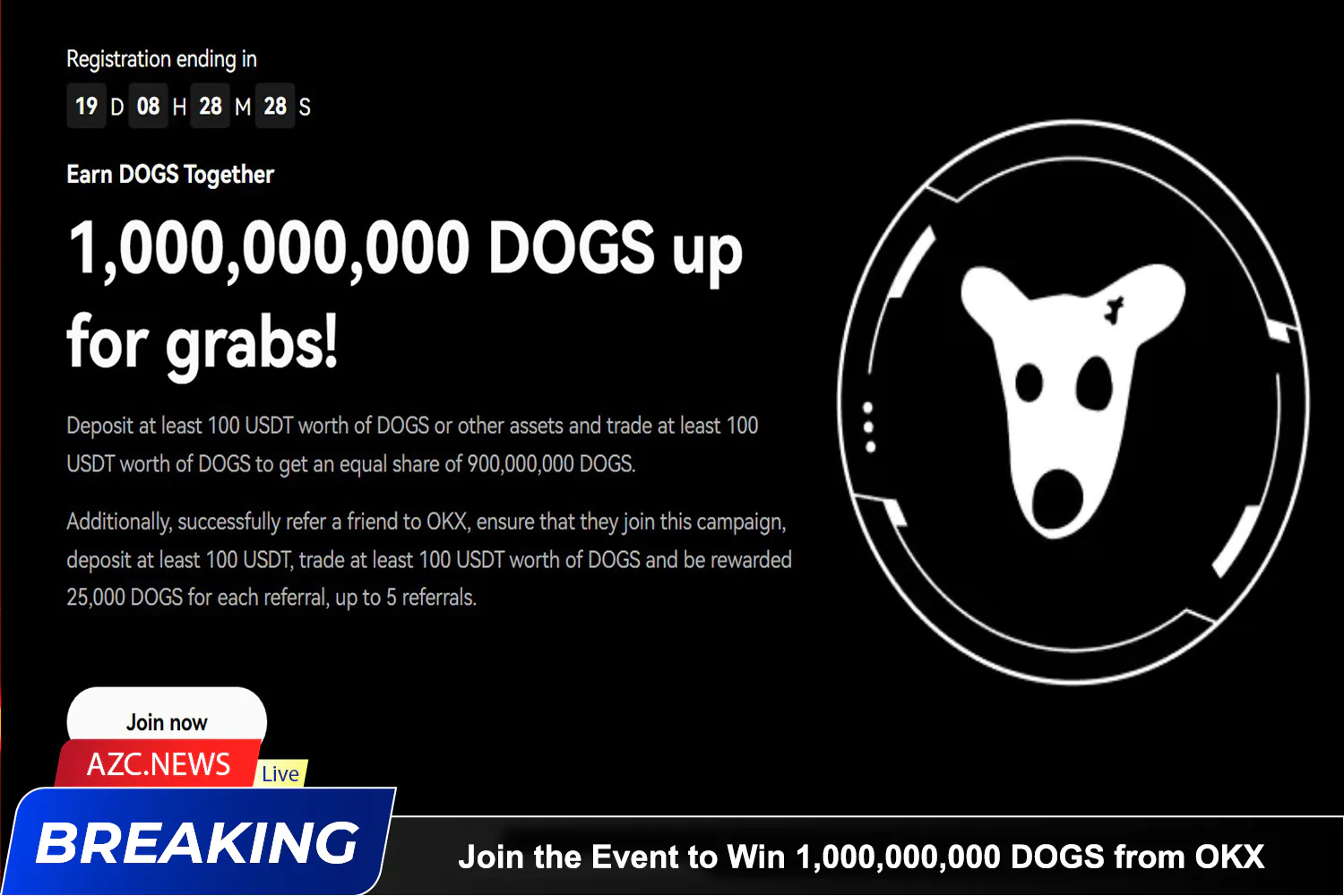 Azcnews Join The Event To Win 1,000,000,000 Dogs From Okx