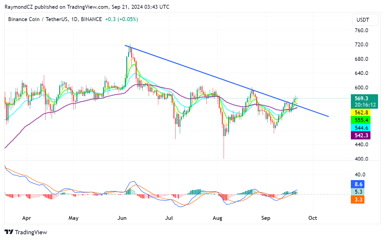 BNB Breaks Downtrend on Daily