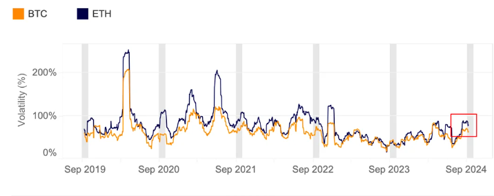 Bitcoin And Ethereum 30d Volatility