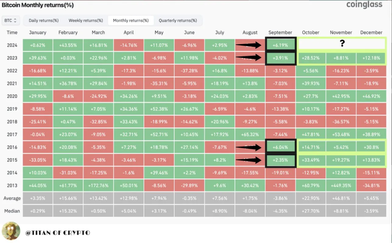 Bitcoin Monthly Returns