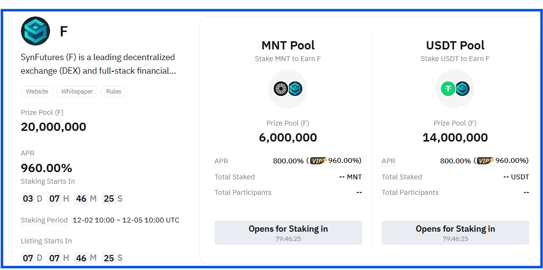 Stake USDT or MNT to Share 20 Million F Tokens on Bybit