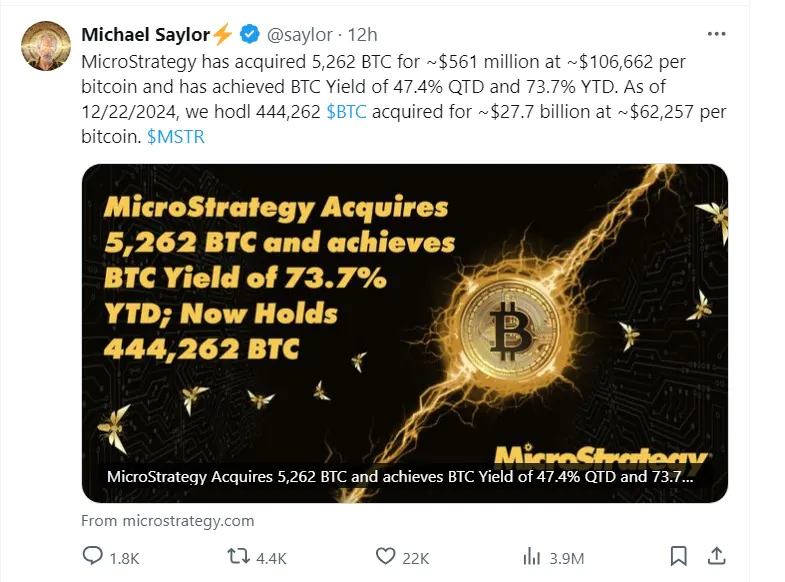 Microstrategy Purchased 5,262 Btc