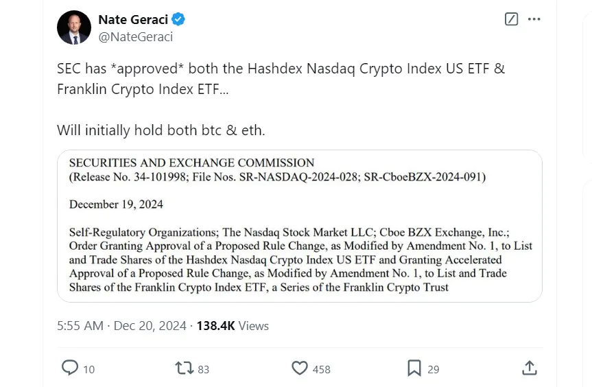 Sec Has Approved Both The Hashdex And Franklin