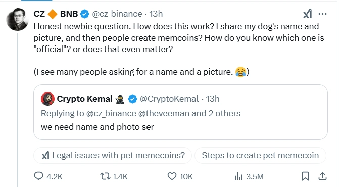 CZ Considers Creating a Memecoin on BNB Chain 