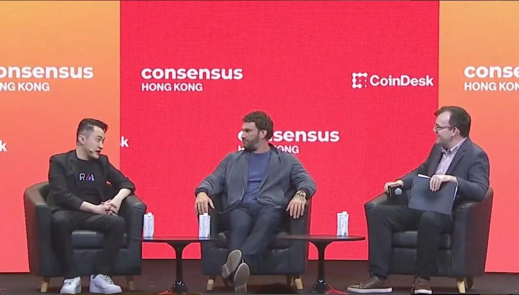 Sun (left) And World Liberty Financial Co Founder Zak Folkman On Stage At Consensus Hong Kong