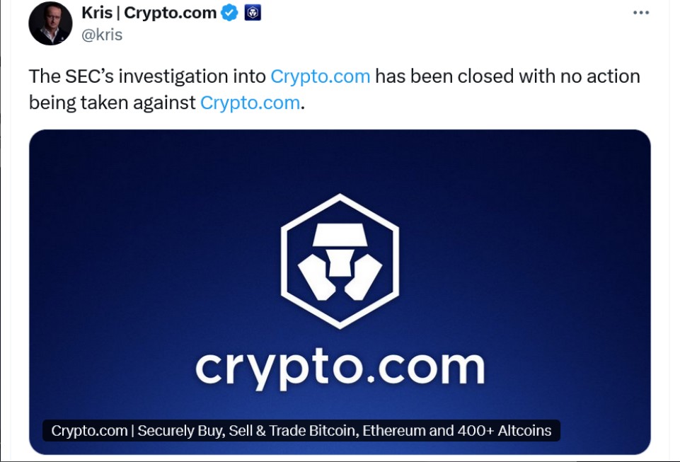 Ceo Crypto.com Announcement On X