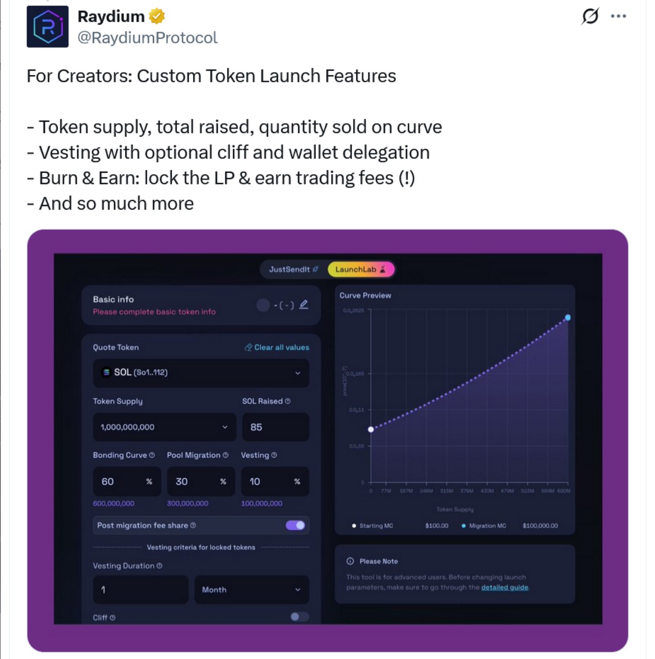Raydium Announcement On X