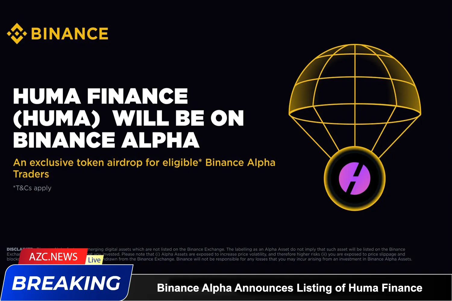 Binance Alpha Announces Listing Of Huma Finance