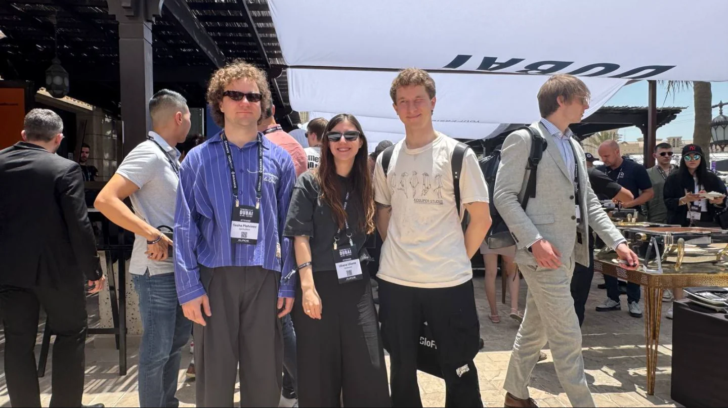 Notcoin’s Sasha (left), And Vladimir Plotvinov (middle), And Uliana Salo (right) At The Token2049 Event In Dubai
