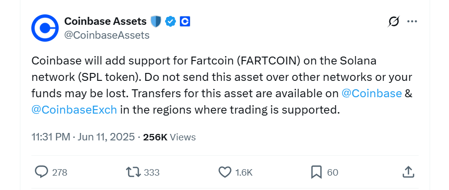 Coinbase Announcement