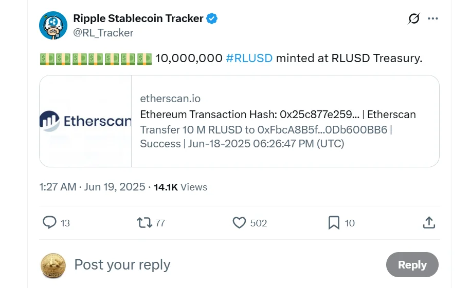 Ripple Has Minted An Additional 10 Million Rlusd
