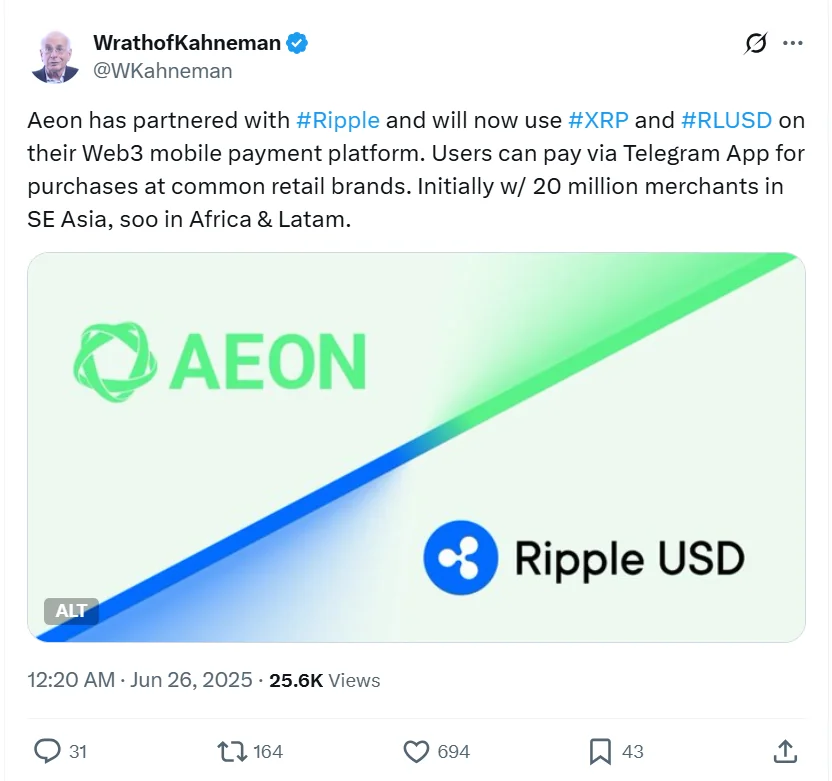 RLUSD Expands to 20 Million Merchants, Aims to Compete with USDC 2 Ripple Will Now Use Xrp And Rlusd On Their Web3
