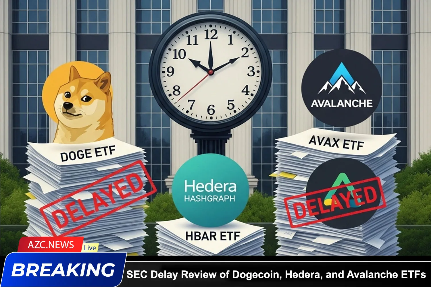 Sec Continues To Delay Review Of Dogecoin, Hedera, And Avalanche Etfs