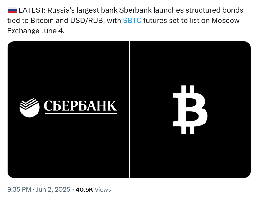 Sberbank Announcement On X