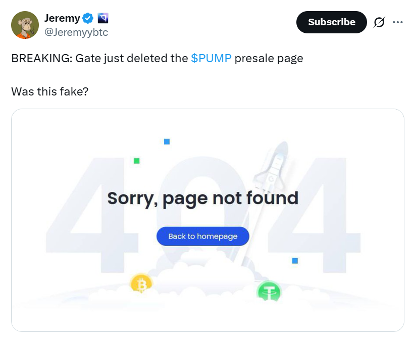 Gate.io Deleted The Post Later