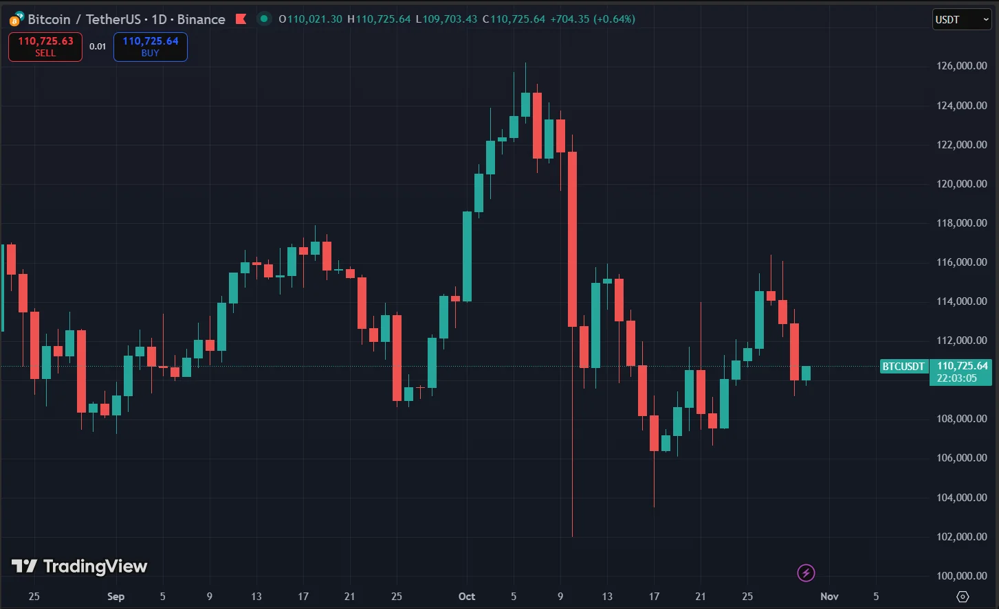 Bitcoin Eyes a Hopeful November Amid Fed Division on December Rate Cut 2 Bitcoin Price Chart