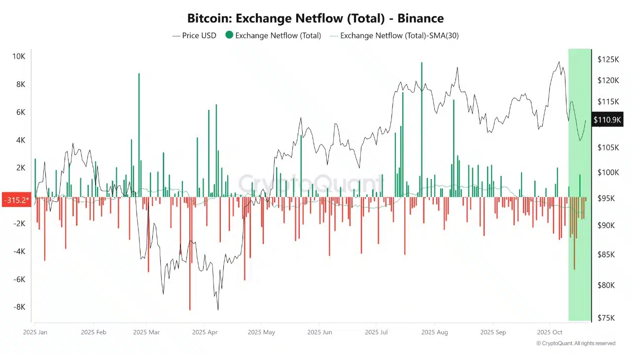 Bitcoin’s Netflows Binance