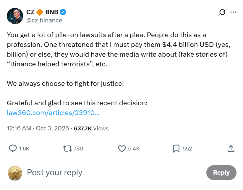 Cz Shares On X