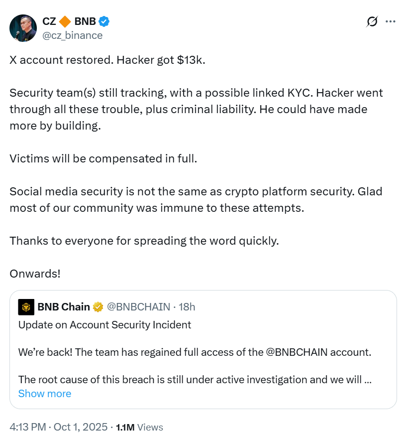 Cz Shares On X