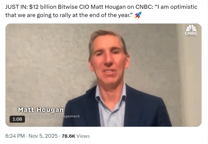 Institutions Stay Bullish on Bitcoin as Retail Investors Panic 2 Bitwise Cio Matt Hougan Shares On Cnbc