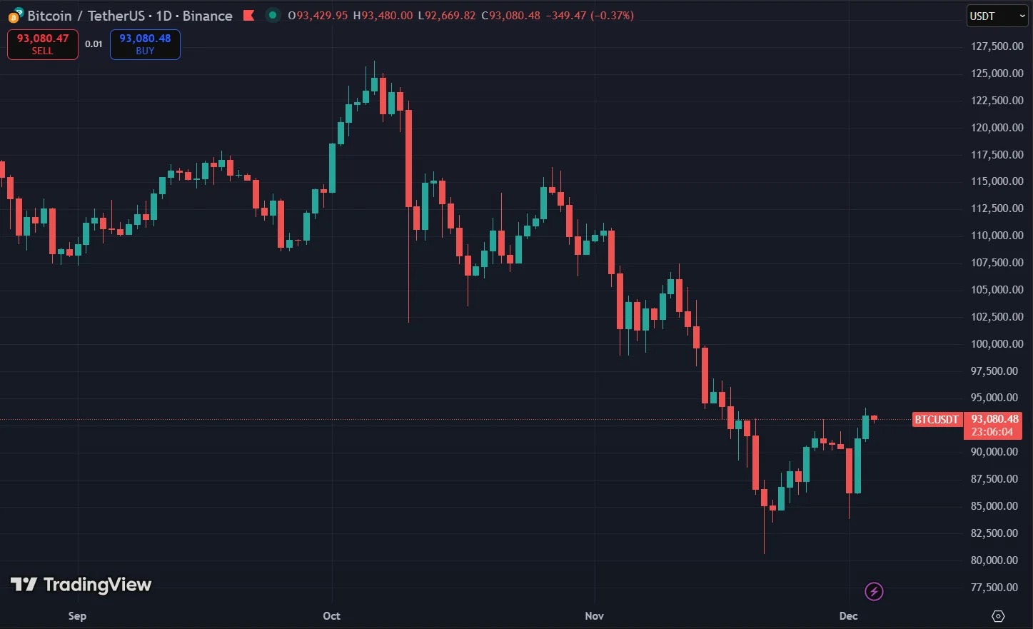Bitcoin Fluctuates Around $94,000 as Institutional Demand Builds a Bullish Setup 2 Bitcoin Price Chart