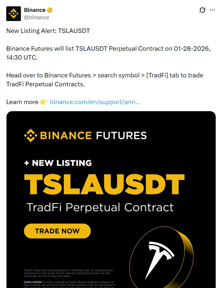 Binance Announcement On X